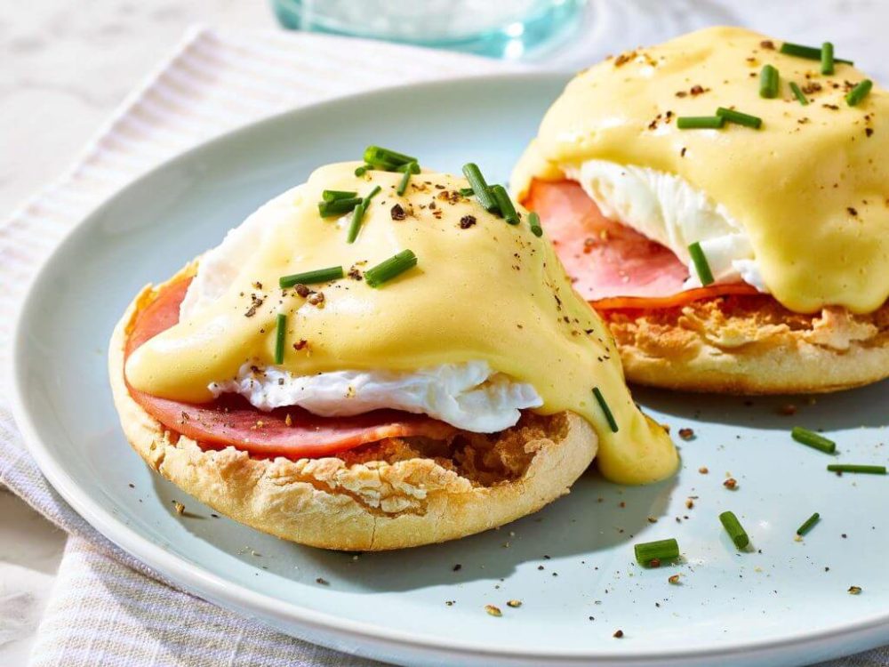 A delicious serving of Eggs Benedict